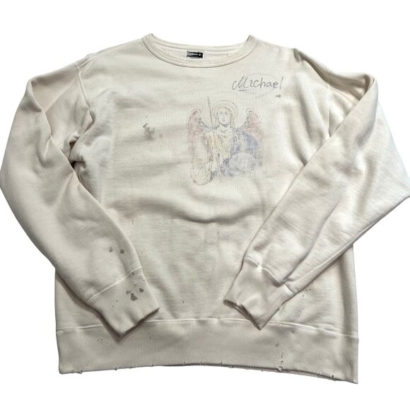 Saint Michael Judgement Angel Michael Sweatshirt in White - Picture 1 of 4